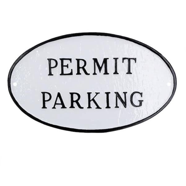 8.5 in. x 13 in. Standard Oval Permit Parking Statement Plaque Sign - White/Black