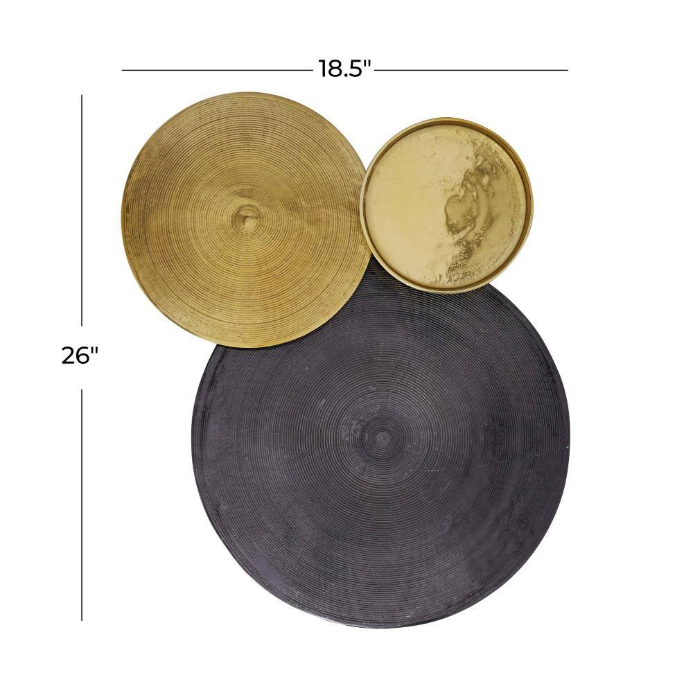 Large Black and Gold Aluminum Round Wall Sculpture