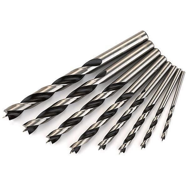 Chrome Vanadium Brad Point Drill Set Incl. 3-10mm Dia In Case (8-Piece)