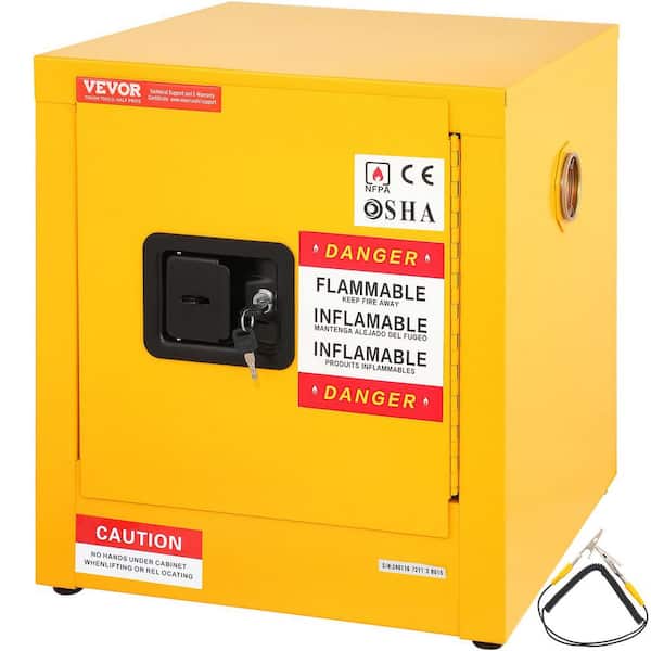 Flammable Safety Freestand Cabinet 11 Gal. 16.9 x 16.9 x 18.2 in. Explosion Proof with 1-Door for Industrial Use, Yellow