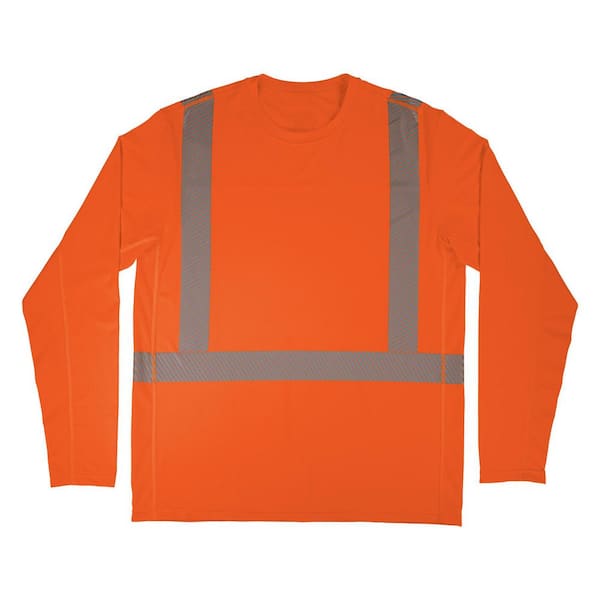 Chill-Its 6688 Men's 3 XL, Orange Cooling Long Sleeve Shirt with UV Protection-Type R, Class 2