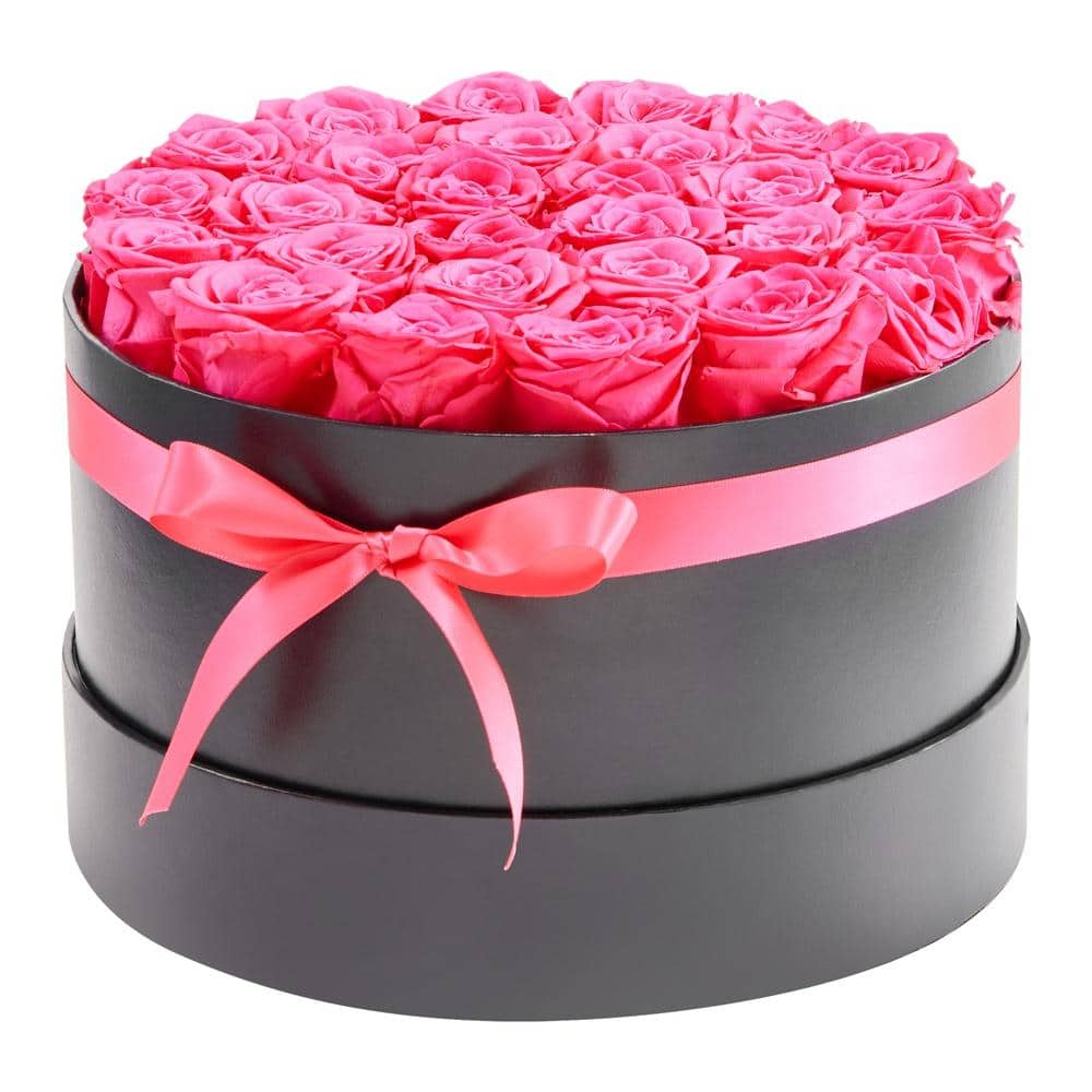 Bunpeony Forever Flowers 27 Preserved Roses Round Box 8.94 x 8.94