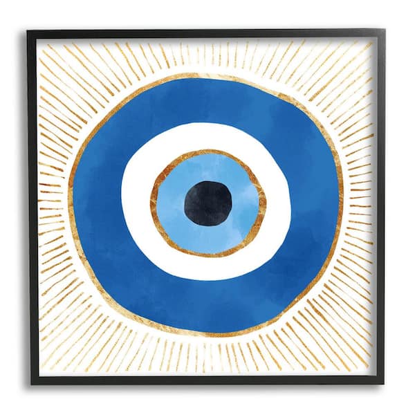 Evil Eye Symbol Striped Rays Design by Ziwei Li Framed Culture Art Print 17 in. x 17 in.