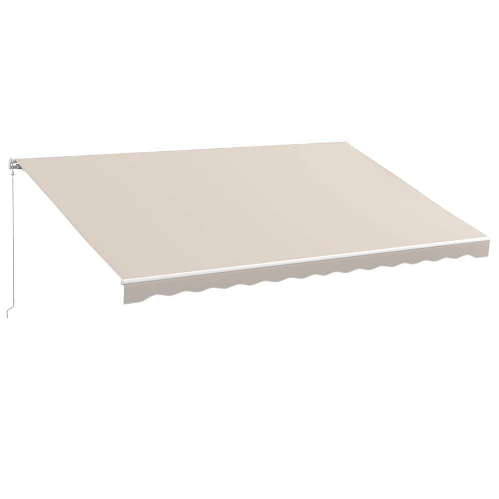 15.75 ft. x 9.8 ft. Cream White Rectangle Retractable Sunshade Sail with El
