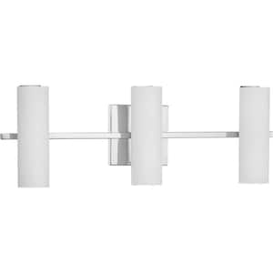 Colonnade LED Collection 3-Light Polished Chrome Etched White Glass Luxe Bath Vanity Light