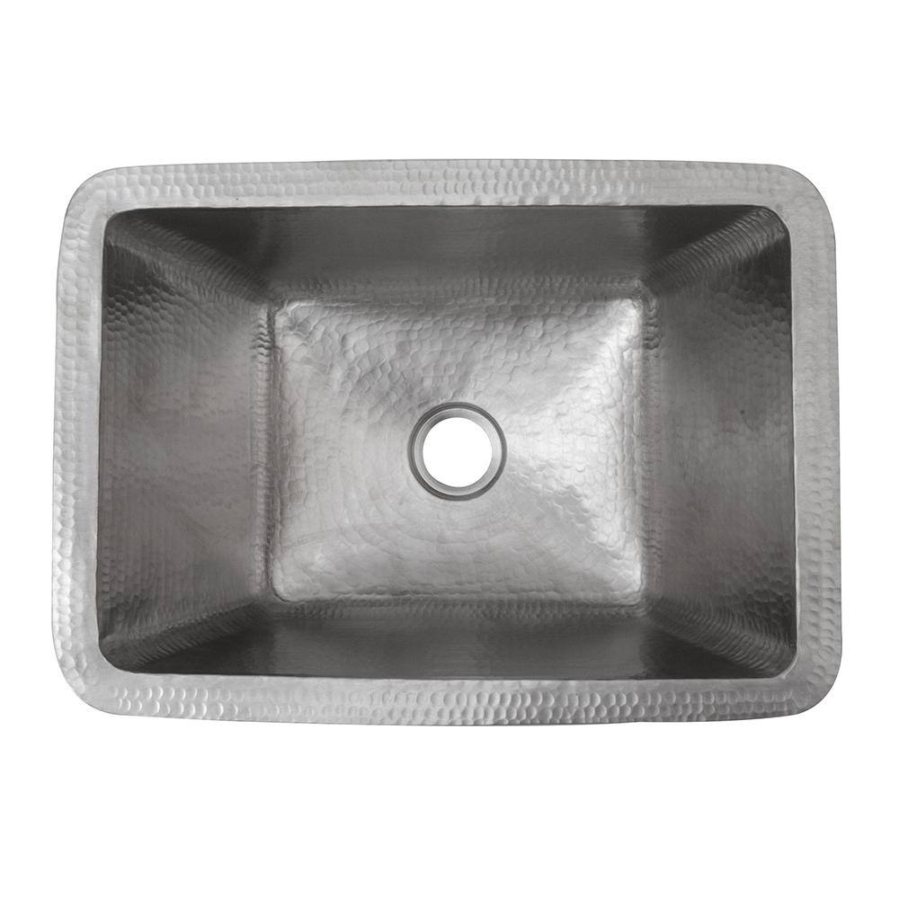 17" Rectangle Hammered Nickel-Plated Copper Bathroom Sink