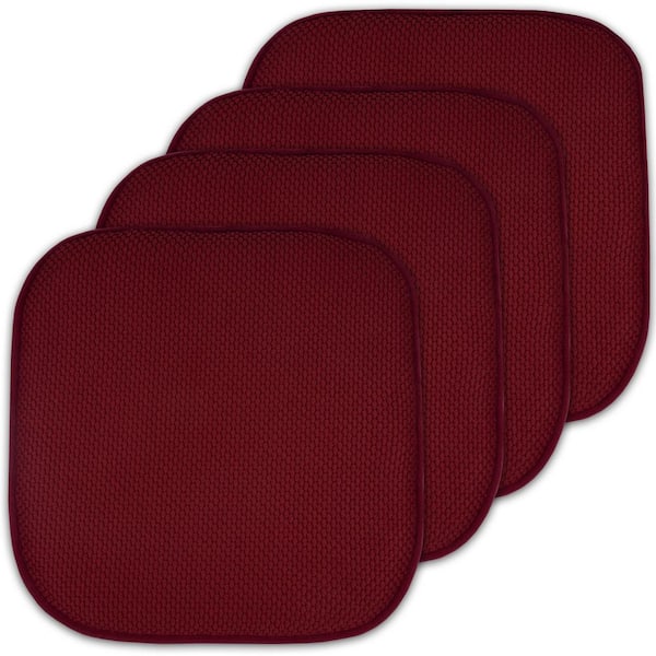 Sweet Home Collection Wine, Honeycomb Memory Foam Square 16 in. x 16 in. Non-Slip Back Chair Cushion (4-Pack)