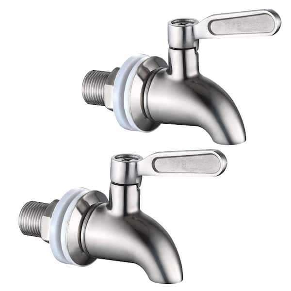 2 Handle Beverage Faucet with Leak-Proof Lead-Free Stainless Steel for Drink Dispenser in Silver 2-Pack