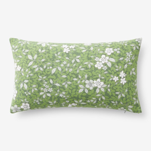 The Company Store Linen Remi Novelty Green 21 in. X 12 in. Throw Pillow Cover