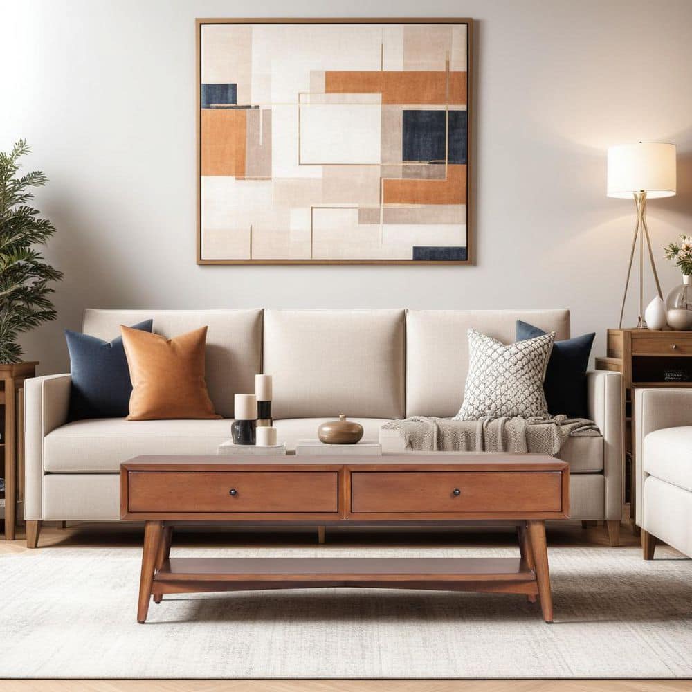 "Flynn 48"" W Brown Rectangle Wood Coffee Table with Drawers" price history on PriceWatchPro