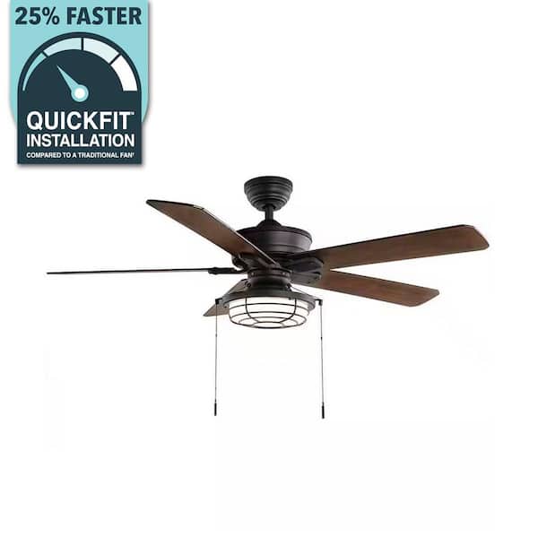 Norwood 52 in. Indoor/Outdoor LED Matte Black Damp Rated Downrod Ceiling Fan with Light Kit and 5 Reversible Blades