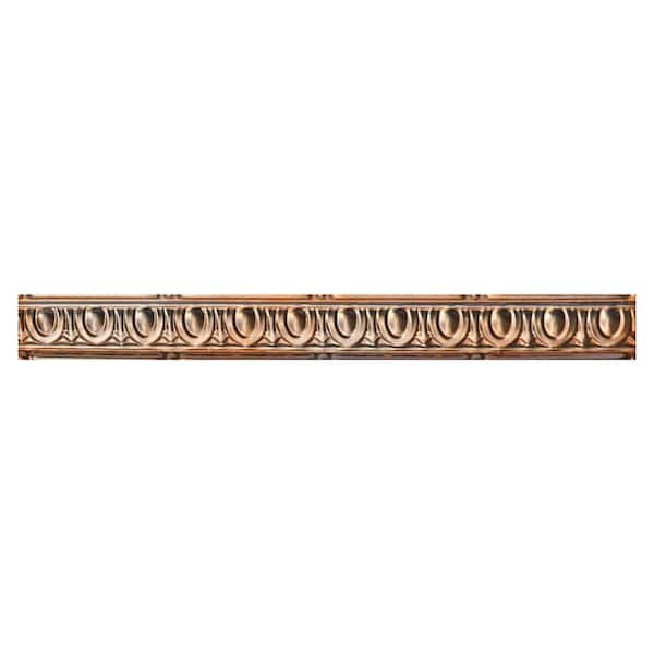 Puffy Arches 0.012 in. x 2.56 in. x 48 in. Metal Bed Moulding Nail-up Tin Cornice in Lincoln Copper (48 Ln. ft./Pack)