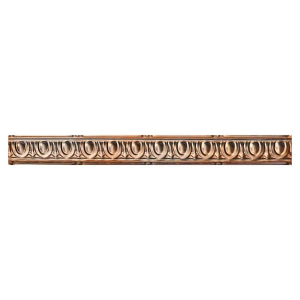 FROM PLAIN TO BEAUTIFUL IN HOURS Puffy Arches 0.012 in. x 2.56 in. x 48 in. Metal Bed Moulding Nail-up Tin Cornice in Lincoln Copper (48 Ln. ft./Pack)
