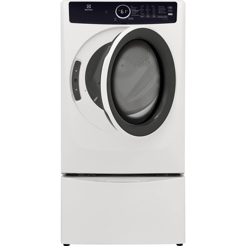 White Energy Star Front Load Electric Dryer with Steam and Moisture Sensing