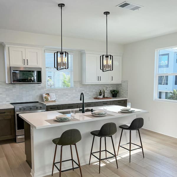 4-Light Brushed Nickel Industrial Geometric Pendant