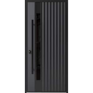 0144 36 in. x 80 in. Right-hand/Inswing Tinted Glass Grey Steel Prehung Front Door with Hardware