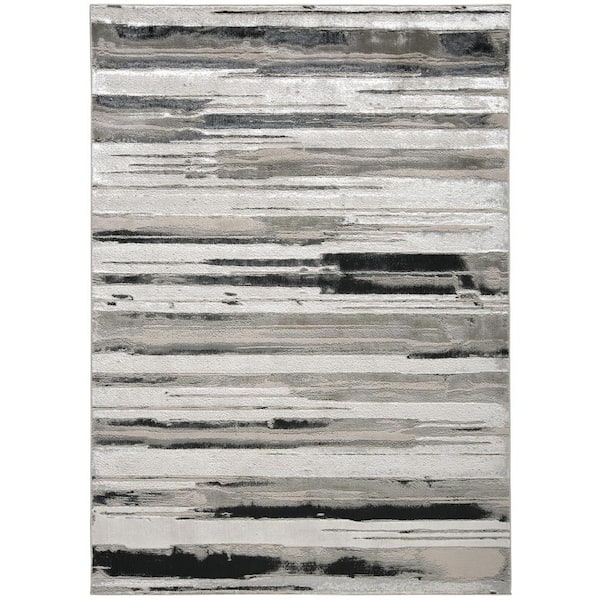 12 x 15 Black and Silver Abstract Area Rug