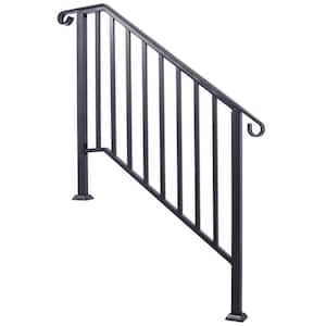 66 in. H x 47 in. W Black Steel Stair Railing Kit