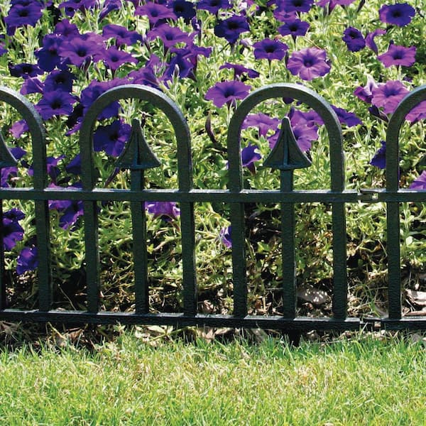 12 in. H x 23.25 in. W Black Resin Garden Border Fence