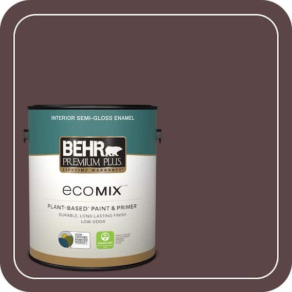 1 gal. #BNC-31 Mahogany Spice Semi-Gloss Enamel EcoMix Plant-Based Interior Paint & Primer