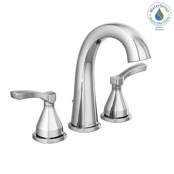 Delta Stryke 8 in. Widespread 2-Handle Bathroom Faucet with Metal Drain outlets Assembly