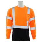 9802SB Men's MD Hi Viz Orange/Black Bottom Class 3 Long Sleeve Poly Jersey T-Shirt