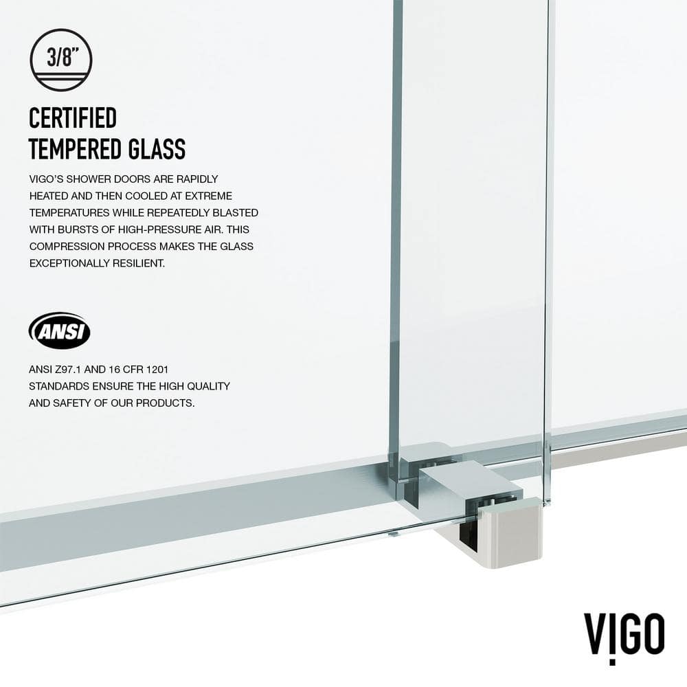 Houston Frameless Sliding Shower Door with Clear Glass and Stainless Steel Finish