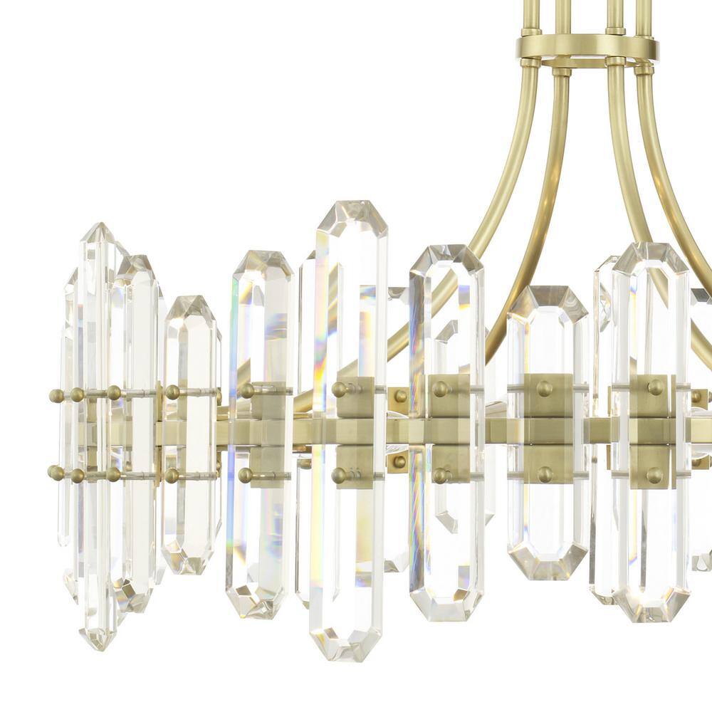 Aged Brass Elegance 12-Light Chandelier with Faceted Crystal Accents