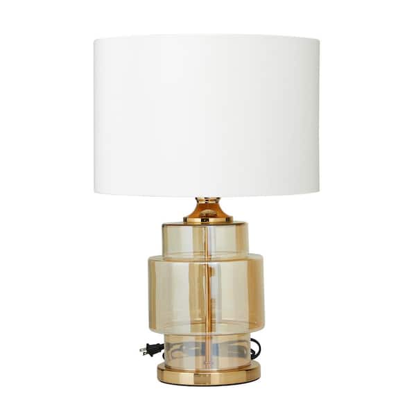 Litton Lane 23 in. Gold Glass Task and Reading Table Lamp