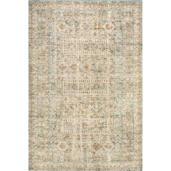 RUGS USA Tilicho Distressed Wool Area Rug Light Green 4 ft. x 6 ft. Area Rug