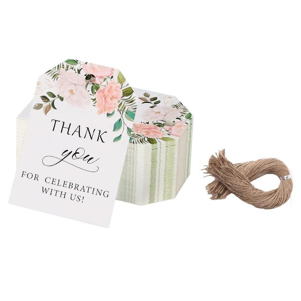 Unbranded Floral Thank You Gift Tags 75PCS 2x3 Inch with String for Wedding Birthday Party Baby Bridal Shower