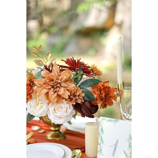11 in. H Rustic Orange Terracotta Artificial Flowers for DIY