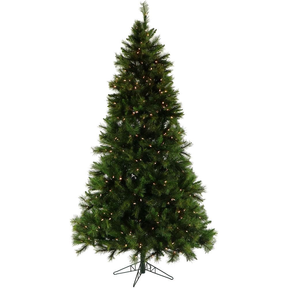 6.5' Green Pine Artificial Christmas Tree with Multi-Color LED Lights