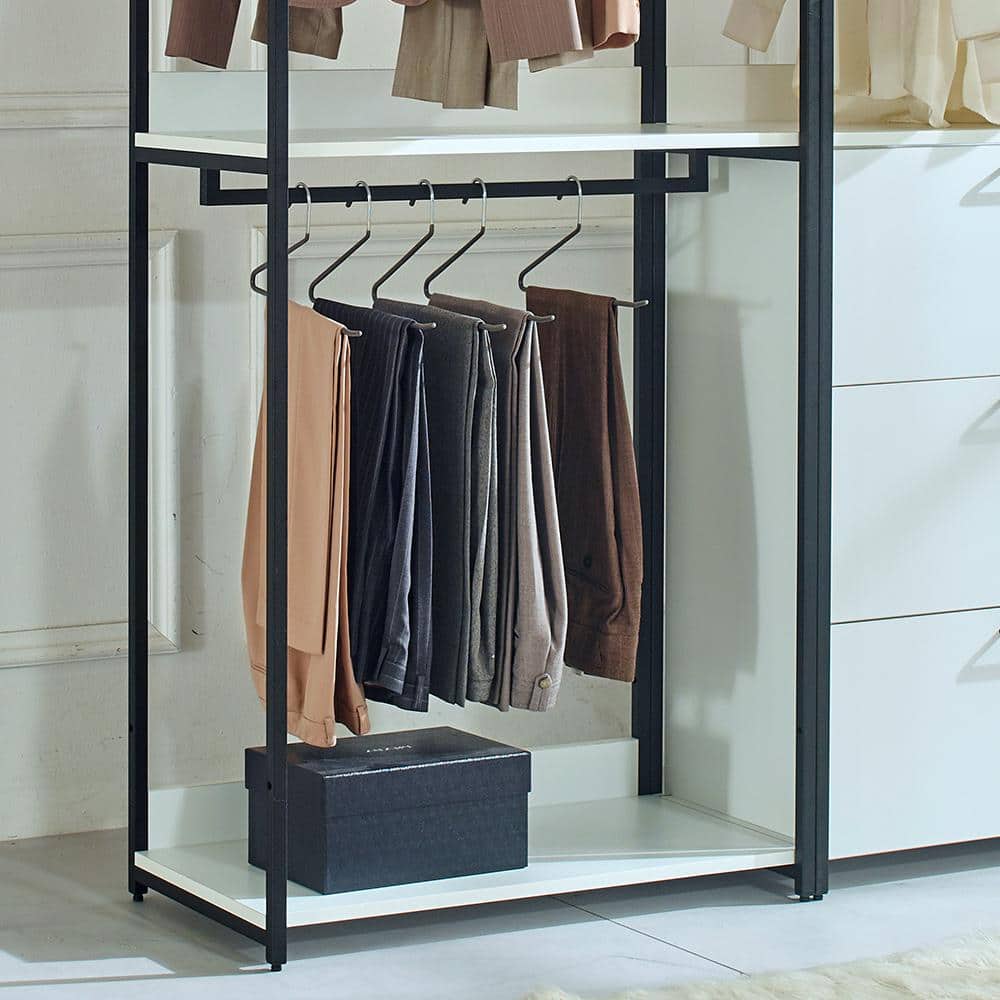 Fiona White and Black Freestanding Closet System with Drawers