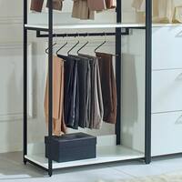 Klair Living Fiona 96 in. W White Freestanding Walk in Wood Closet System with Metal Frame Fiona-ACF