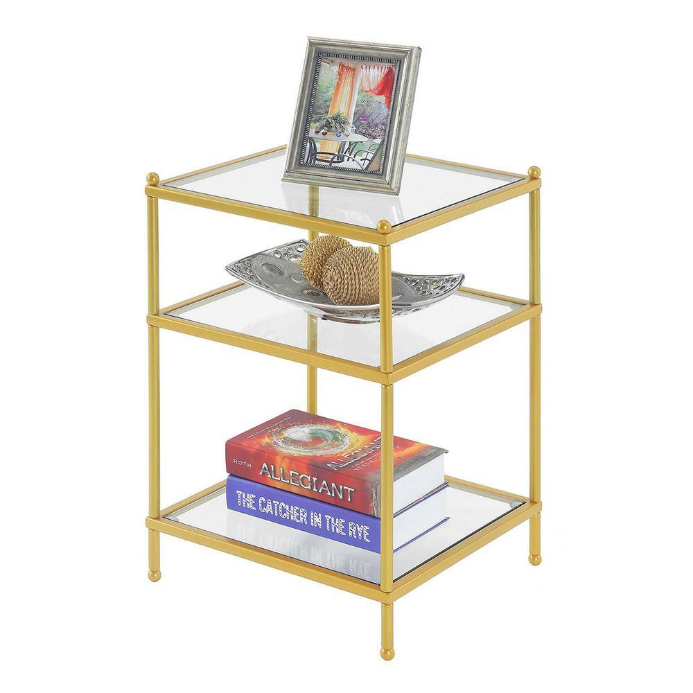 Gold and Clear Glass 3-Tier End Table