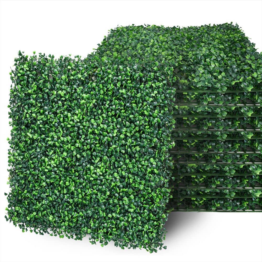 12- Pieces 20 in. x 20 in. Artificial Boxwood Hedge Greenery Wall
