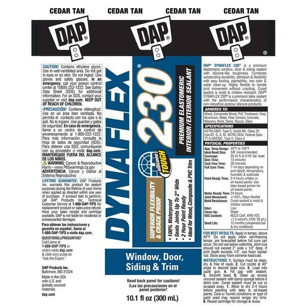 DAP Dynaflex 230 10.1 oz. Cedar Tan Premium Indoor/Outdoor DAP Dynaflex 230 10.1 oz. Cedar Tan Premium Indoor/Outdoor