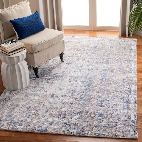 Mirage 6 ft. x 9 ft. Navy/Ivory Distressed Ornate Area Rug