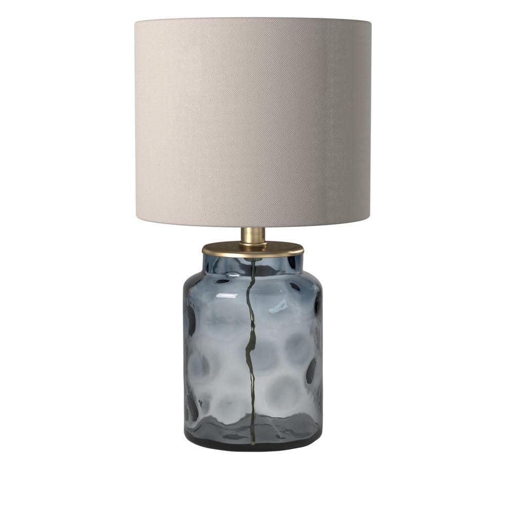Ashburn 15'' Blue Glass Transitional Table Lamp with White Shade