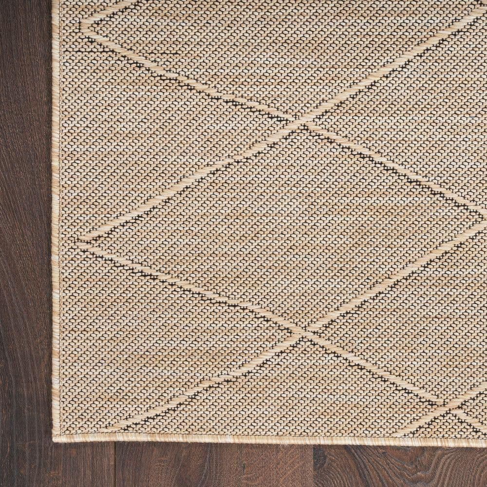 Natural Geometric Polypropylene Non-Slip Runner Rug 2'2" x 8'