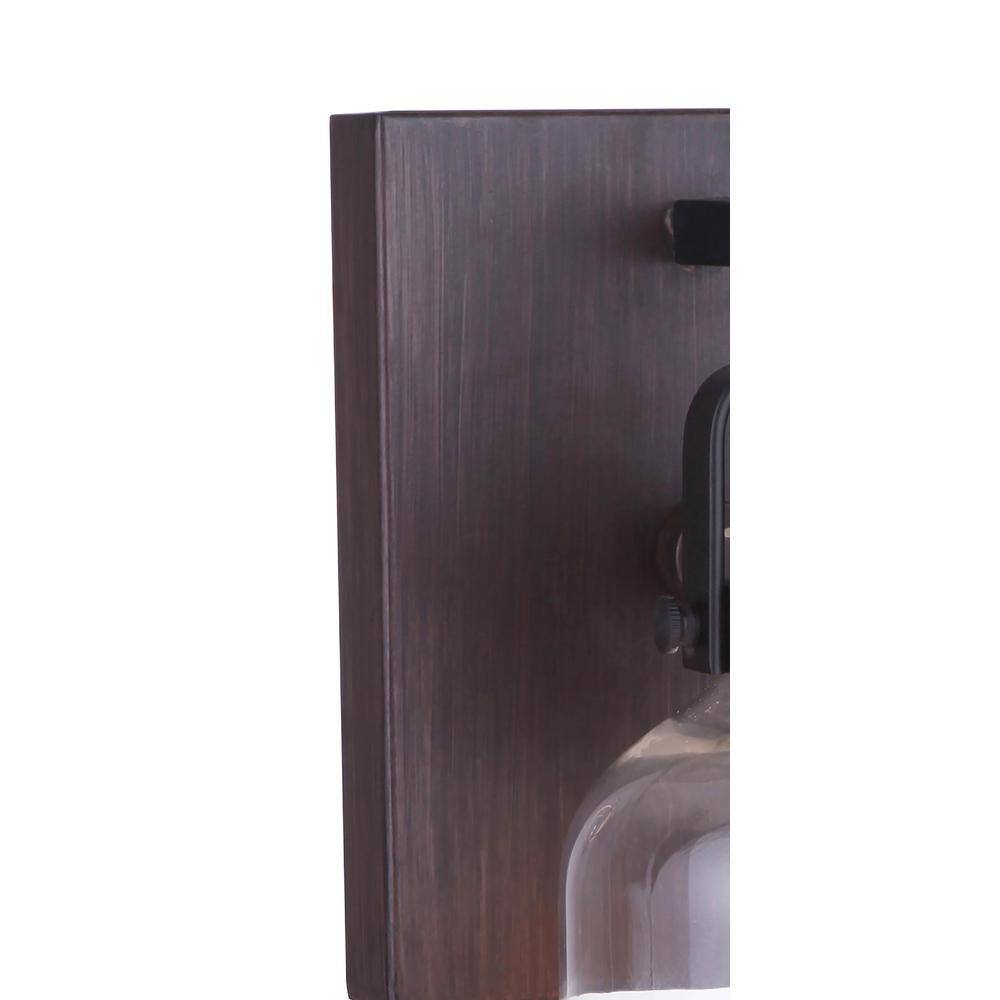 Foxwood 5-Light Flat Black and Dark Teak Vanity Light with Clear Glass Shades