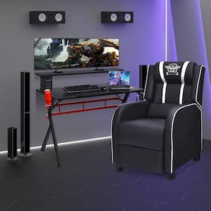 48 in. Black Computer Desk and Massage Recliner Chair Gaming Desk and Chair Set