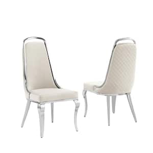 Ricky's Cream Velvet Fabric Dining Chairs Set of 2