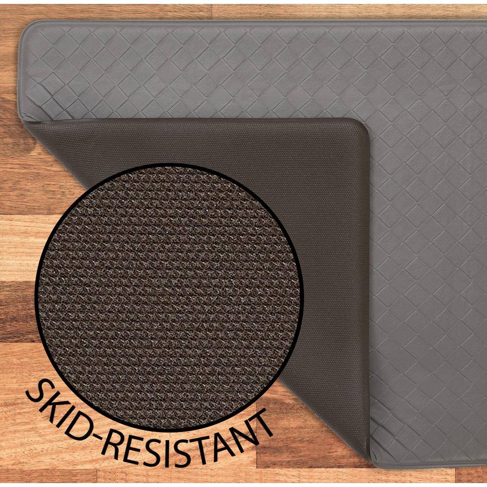 Gray Foam Anti-Fatigue Kitchen Mat with Basketweave Pattern, 17.5 x 32 in