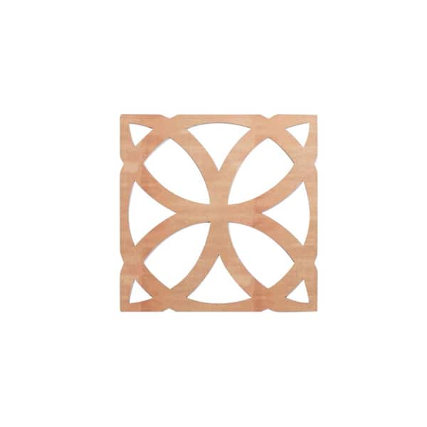 Ekena Millwork 23-3/8 in. x 23-3/8 in. x 1/4 in. Cherry Large Daventry Decorative Fretwork Wood Wall Panels (10-Pack)