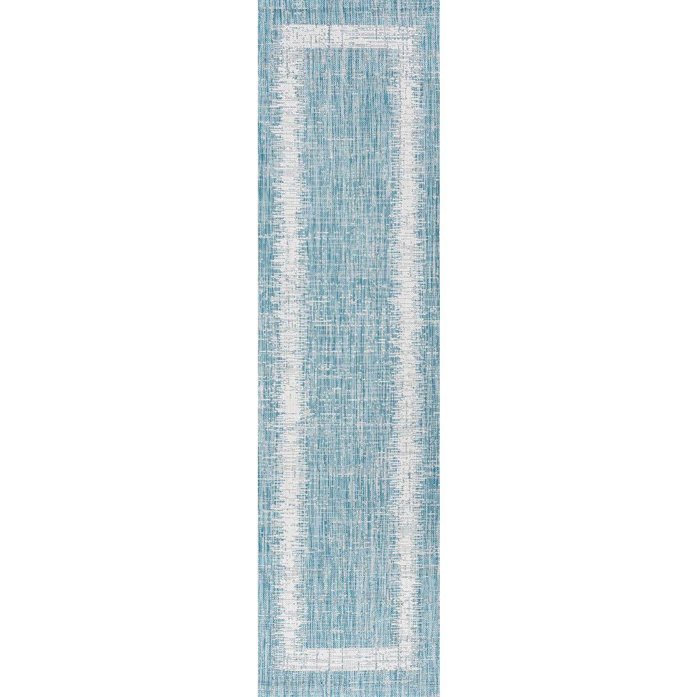 Scandi Minimalist Ivory & Aqua Indoor/Outdoor Flatweave Rug