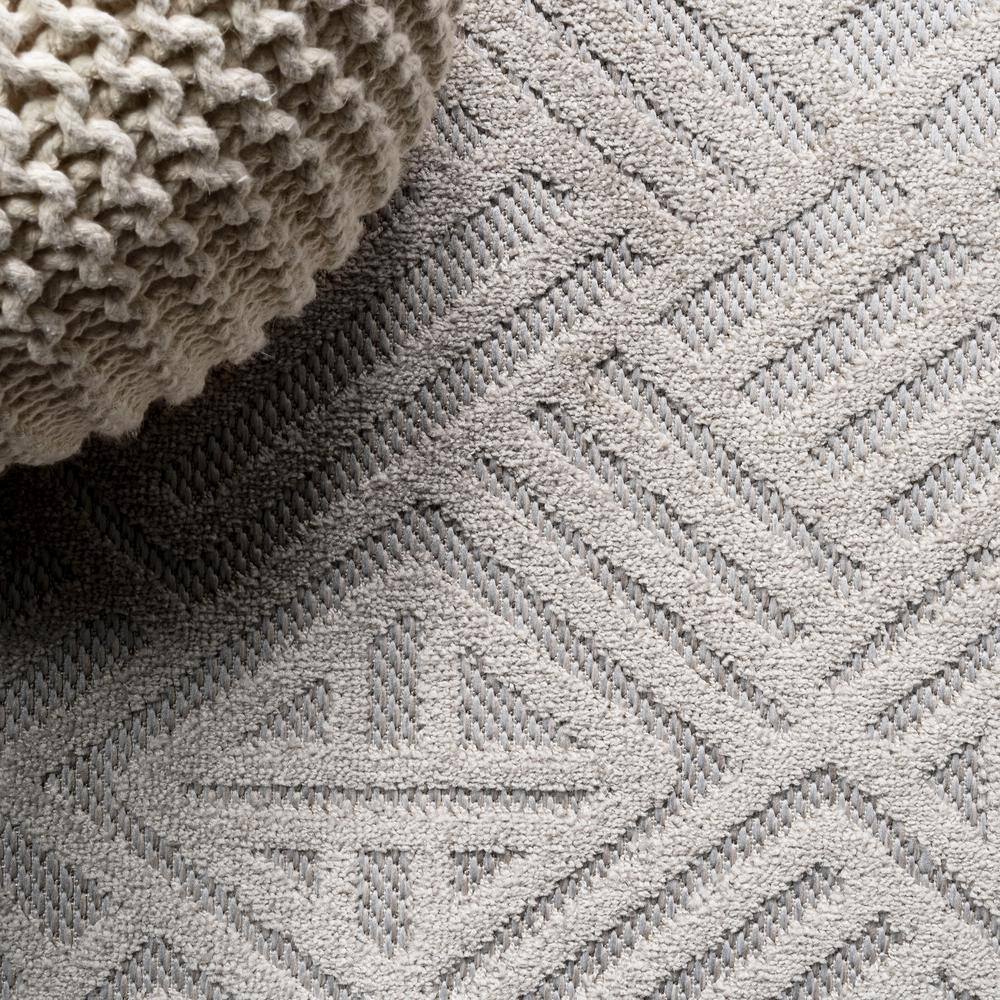 Jordan High-Low Pile Beige Geometric Indoor/Outdoor Area Rug