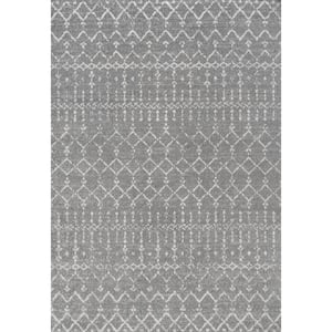 Moroccan HYPE Boho Vintage Diamond Gray/Ivory 10 ft. x 13 ft. Area Rug