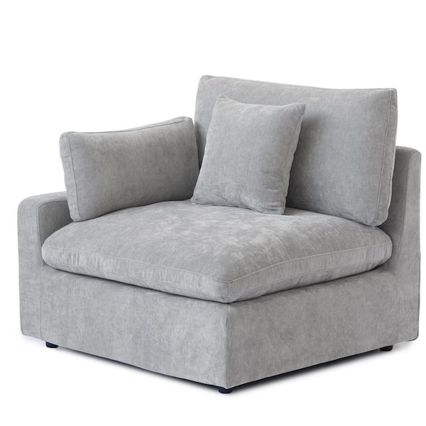Modular 41.34 in. Square Arm Linen Upholstered Rectangle Modern Rightside Section 1-Piece Sofa in. Gray